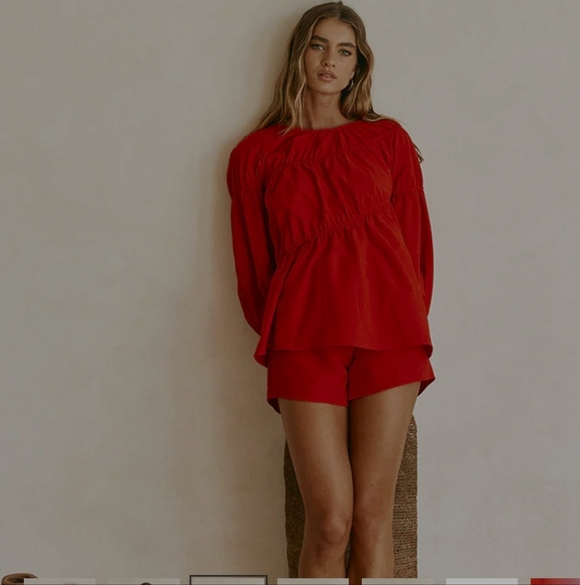 Akel Top In Cherry Red - Picture 2 of 5